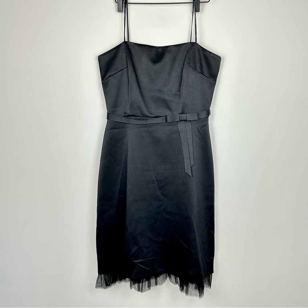 Vintage Laundry By Shelli Segal Black Satin Strapless Cocktail Dress, 10